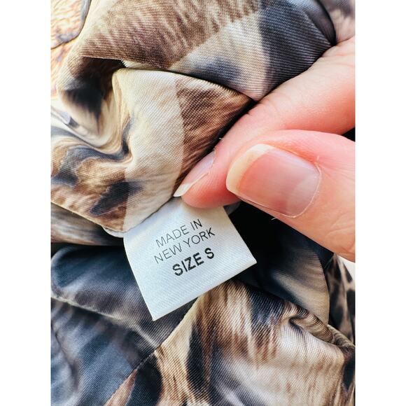 Torn by Ronny Kobo Black White Brown Animal Print Long Sleeve Bodycon Dress S - Picture 10 of 12